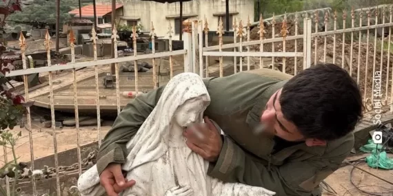 İsrail askerinden Lübnan’da Meryem Ana heykeline saygısızlık