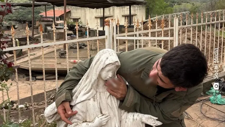 İsrail askerinden Lübnan’da Meryem Ana heykeline saygısızlık