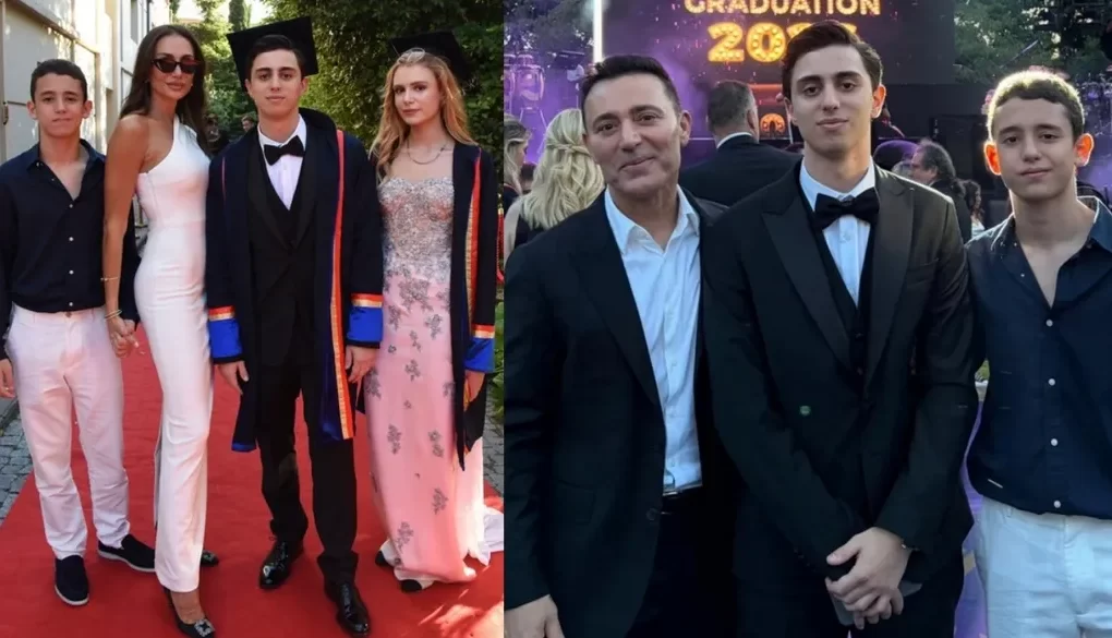Mustafa Sandal ve Emina Jahovic oğullarının mezuniyetinde buluştu