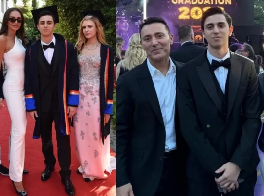 Mustafa Sandal ve Emina Jahovic oğullarının mezuniyetinde buluştu