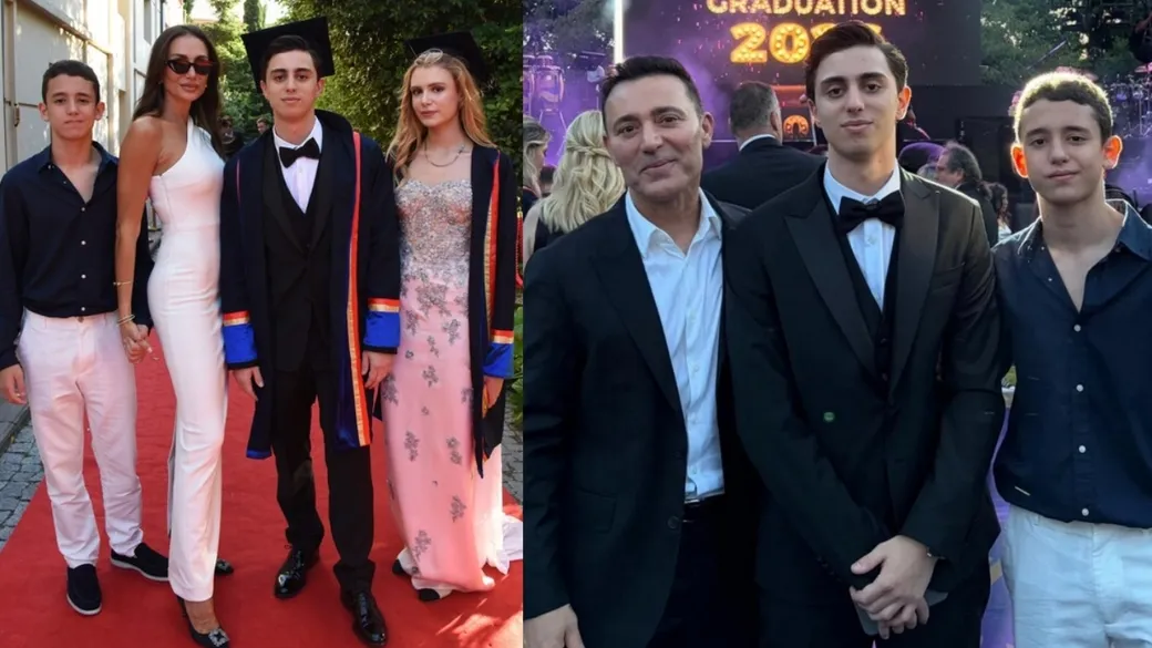 Mustafa Sandal ve Emina Jahovic oğullarının mezuniyetinde buluştu