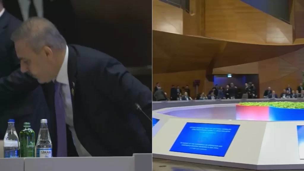 Bakü'de diplomatik kriz: Hakan Fidan salonu terk etti!