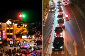 Trafik lambaları havaya kalktı: Çin'den drone'lu çözüm