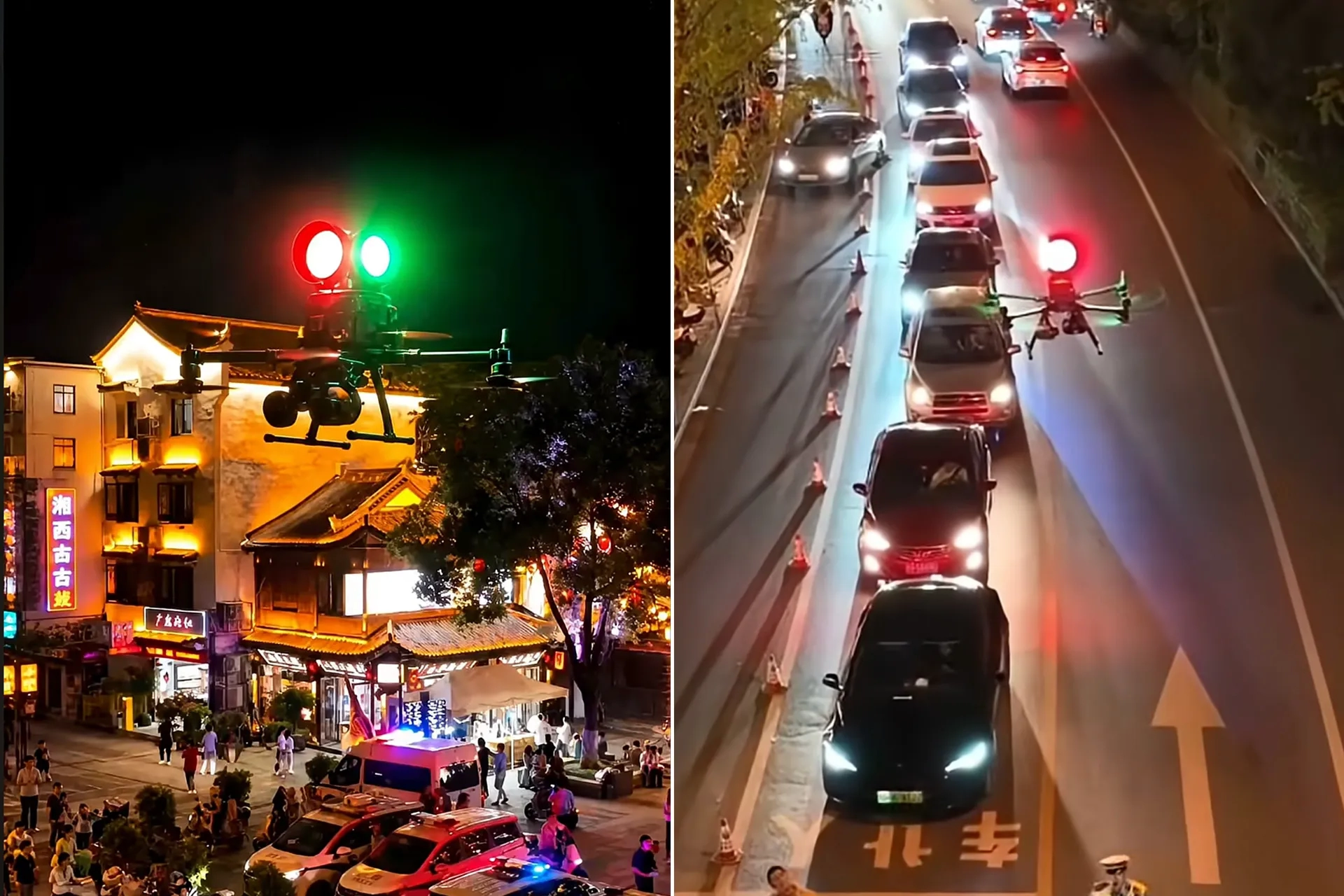 Trafik lambaları havaya kalktı: Çin'den drone'lu çözüm